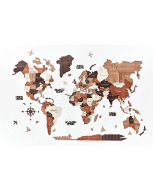Mapa mundial de madera 3D