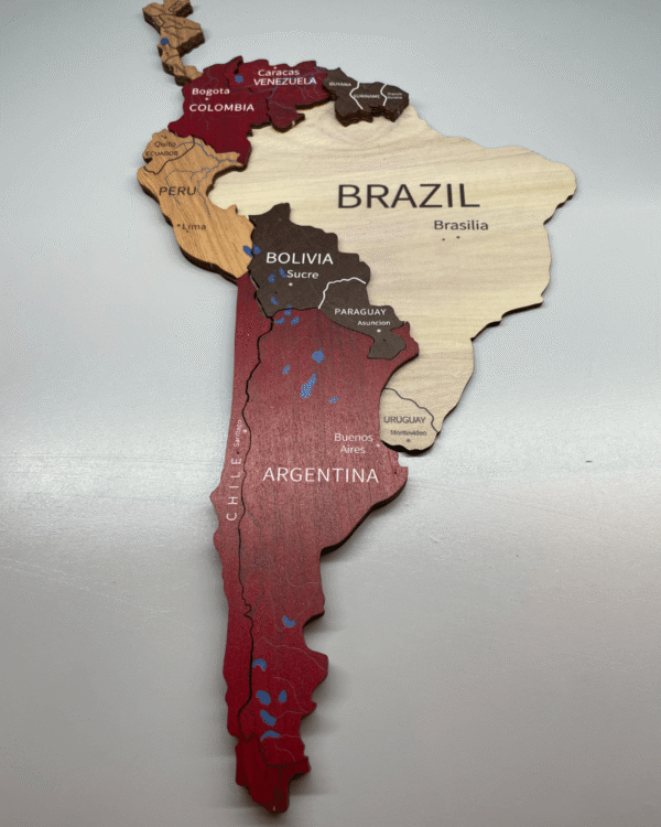 Mapa mundial de madera 3D