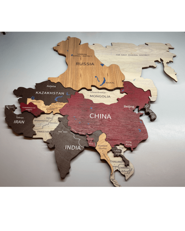 Mapa mundial de madera 3D