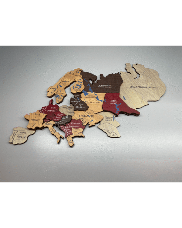 Mapa mundial de madera 3D