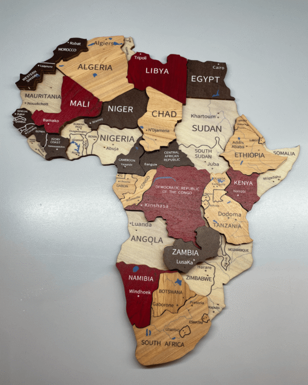 Mapa mundial de madera 3D
